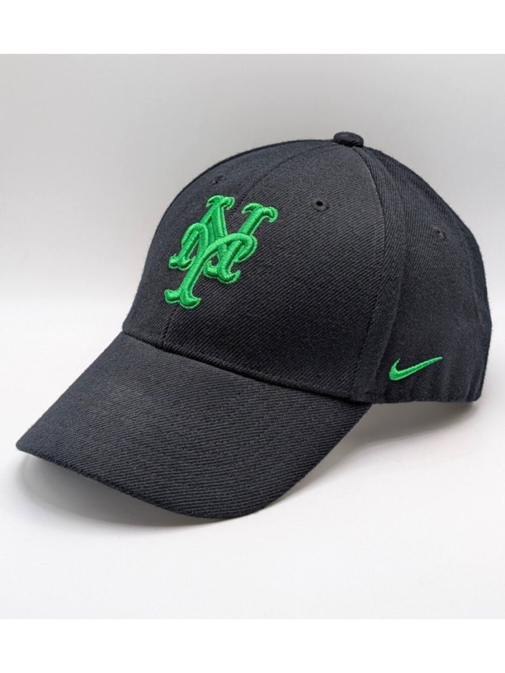 New York Mets Nike Team Black Green Y2K Strap Back Hat Cap MLB Baseball Vintage